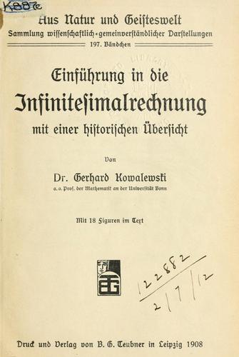 Cover for Einführung in die Infinitesimalrechnung, mit einer historischen Übersicht.