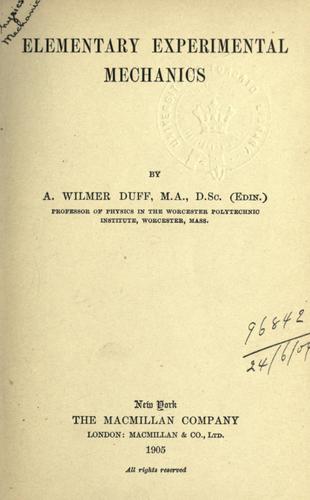 Cover for Elementary experimental mechanics.