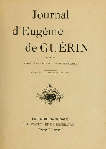 Cover for Journal d'Eugénie de Guérin.