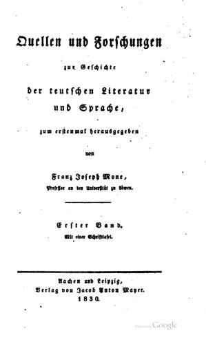 Cover for Quellen und Forschungen zur Geschichte der teutschen Literatur und Sprache ...