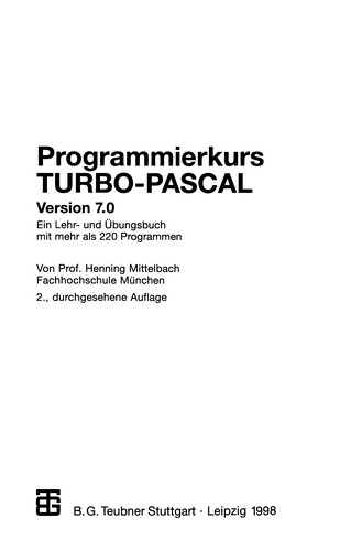 Cover for Programmierkurs TURBO-PASCAL Version 7.0