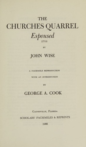Cover for The churches quarrel espoused ,