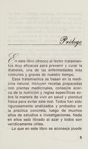 Cover for Diabetes, Su Cura Natural