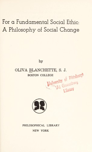 Cover for For a fundamental social ethic