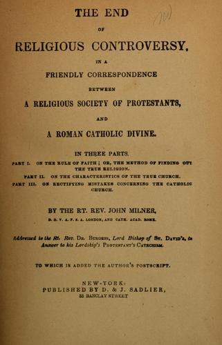 Cover for The end of religious controversy