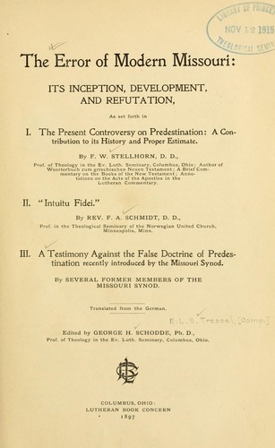 Cover for The error of modern Missouri