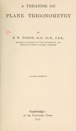 Cover for A treatise on plane trigonometry