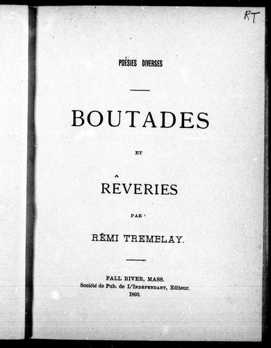 Cover for Boutades et rêveries