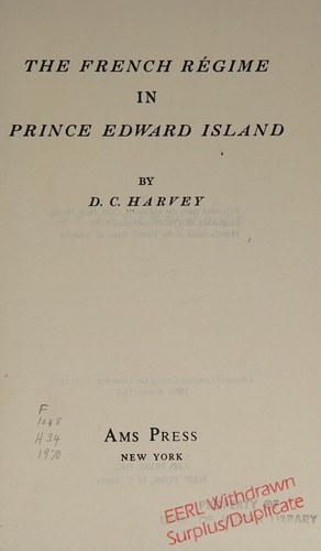 Cover for The French régime in Prince Edward Island