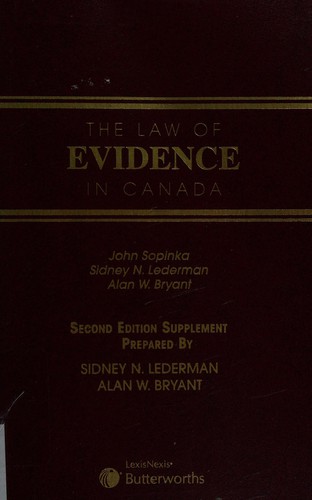 Cover for The law of evidence in Canada