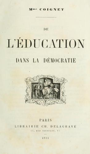 Cover for De l'éducation dans la démocratie