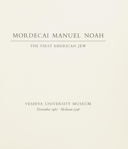Cover for Mordecai Manuel Noah