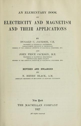 Cover for An elementary book on electricity and magnetism and their applications