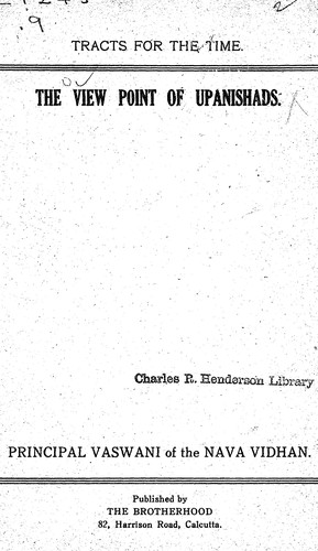 Cover for The view point of Upanishads