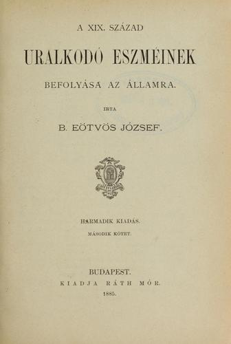 Cover for A XIX. század uralkodó eszméinek befolyása az államra