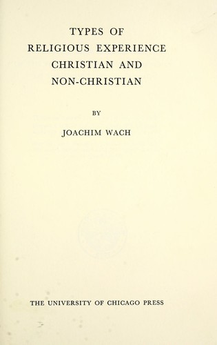 Cover for Types of religious experience, Christian and non-Christian