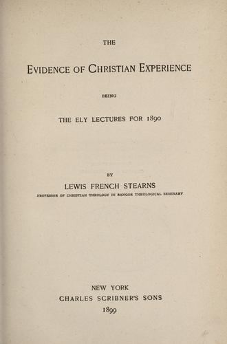 Cover for The evidence of Christian experience