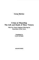 Cover for Crime at Mayerling
