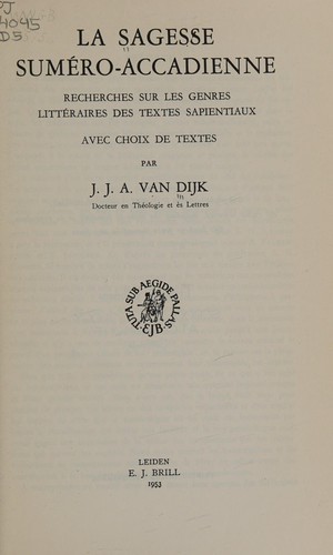 Cover for La sagesse suméro-accadienne