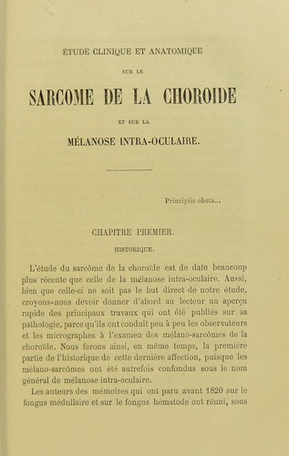 Cover for ©tude clinique et anatomique sur le sarcome de la choro© de et sur la m©♭lanose intra-oculaire