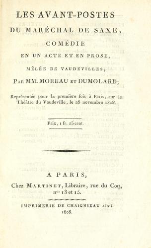 Cover for avant-postes du Maréchal de Saxe, comédie en un acte et en prose, melée de vaudevilles.
