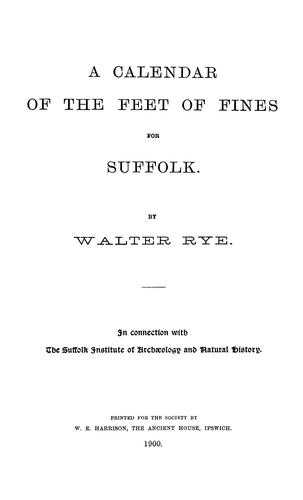 Cover for A calendar of the Feet of Fines for Suffolk