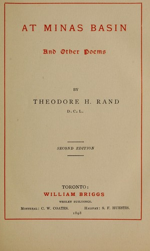 Cover for At Minas Basin, and other poems