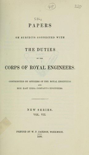 Cover for Papers on subjects connected with the duties of the Corps