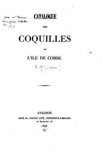 Cover for Catalogue des coquilles de l'île de Corse