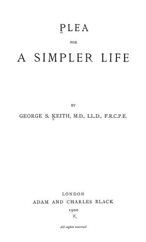 Cover for Plea for a simpler life.