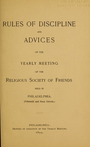 Cover for Rules of discipline and advices of the Yearly Meeting of the Religious Society of Friends