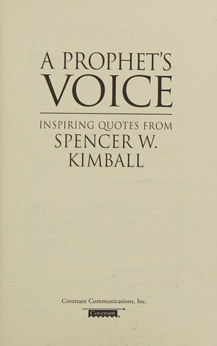 Cover for A prophet's voice