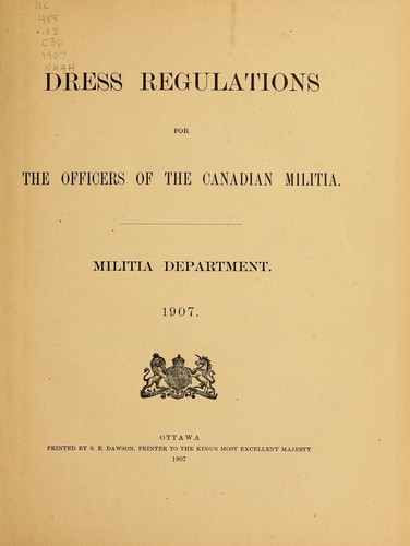 Cover for Dress regulations for the officers of the Canadian Militia