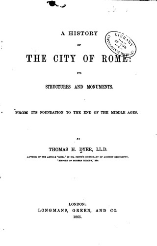 Cover for A history of the city of Rome