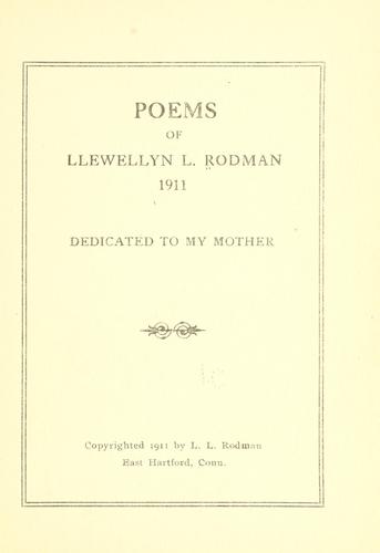 Cover for Poems of Llewellyn L. Rodman, 1911.