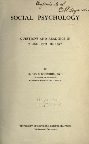 Cover for Social psychology