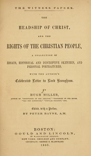 Cover for The headship of Christ, and The rights of the Christian people