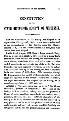 Cover for Collections of the State Historical Society of Wisconsin