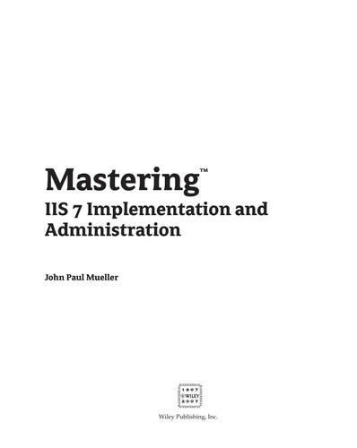 Cover for Mastering IIS7 implementation and administration