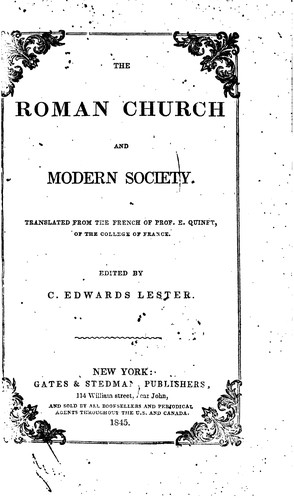 Cover for The Roman Church and Modern Society
