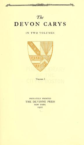Cover for The Devon Carys.