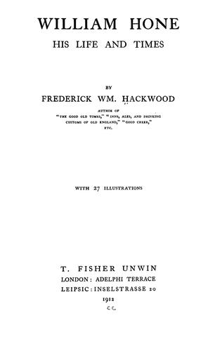Cover for William Hone
