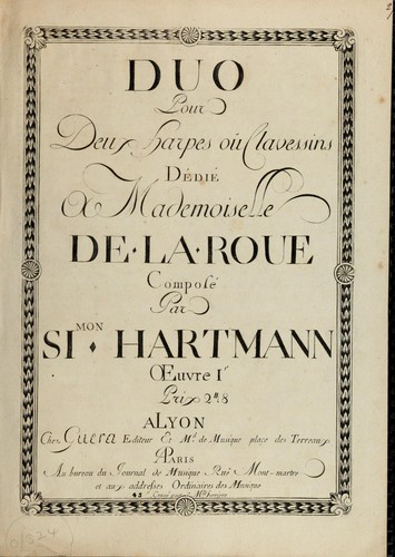 Cover for Duo pour deux harpes ou clavessins [C] dedie a mademoiselle de la Roue