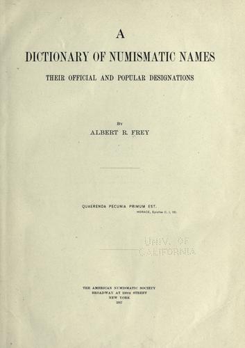 Cover for A dictionary of numismatic names