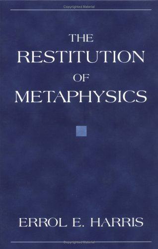 Cover for The restitution of metaphysics