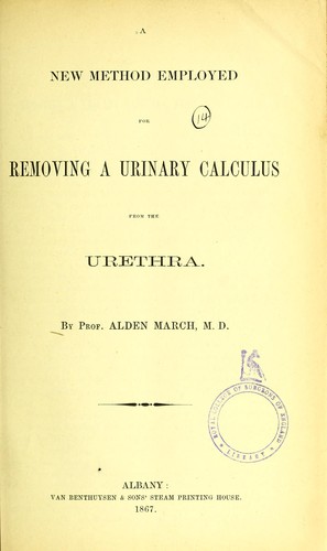 Cover for A new method employed for removing a urinary calculus from the urethra