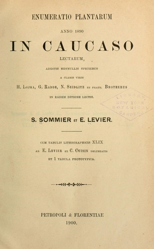 Cover for Enumeratio plantarum anno 1890 in Caucaso lectarum