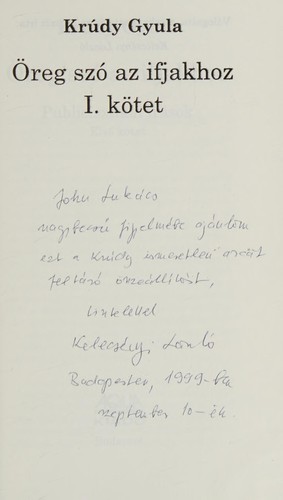 Cover for Öreg szó az ifjakhoz