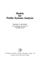 Cover for Models for public systems analysis