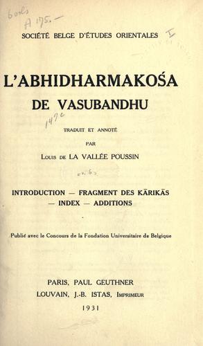 Cover for L' abhidharmakosa.